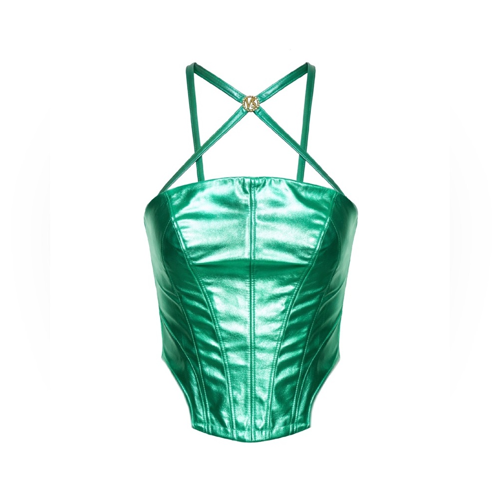 Emerald Green Metallic Corset Top